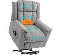 HOMCOM Fauteuil relax avec fonction releveur Fauteuil TV électrique Fauteuil de massage avec chauffage Fonction chaise longue, large dossier Fauteuil TV avec repose-pieds, 2 poches latérales pour le s