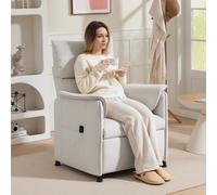 HOMCOM Fauteuil Relax avec moteur silencieux, fauteuil rembourré avec revêtement en tissu robuste, fonction de mémoire, repose-pieds ajustable, Crème