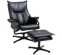 HOMCOM Fauteuil relax avec pouf, cuir PU, noir