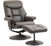 HOMCOM Fauteuil relax avec pouf, fauteuil TV avec fonction chaise longue, fonction bascule, fauteuil TV avec dossier haut pour chambre à coucher, salon, similicuir