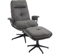 HOMCOM Fauteuil relax avec pouf, fauteuil TV avec pied pivotant, fauteuil TV avec fonction chaise longue pour salon, chambre à coucher, supporte jusqu'à 150 kg, polyester, acier, gris foncé