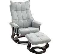 HOMCOM Fauteuil relax avec pouf, pivotant Fauteuil TV avec fonction chaise longue, fonction bascule, fauteuil inclinable avec dossier haut à double épaisseur, aspect velours, pour salon, chambre à cou