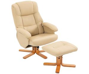 HOMCOM Fauteuil Relax avec Repose-Pied Dossier Inclinable 120 Kg Beige