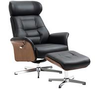 HOMCOM Fauteuil Relax avec Repose-Pied Dossier Inclinable Noir