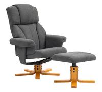 HOMCOM Fauteuil relax avec repose-pied, fauteuil de relaxation, dossier inclinable, assise rembourrée, 79x80x104cm, gris foncé