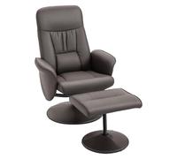 HOMCOM Fauteuil Relax avec Repose-Pied Fauteuil de Relaxation Relaxant pivotant 360° et Dossier inclinable pour TV supportant jusqu'à 120 Kg revêtement synthétique métal Marron