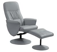 HOMCOM Fauteuil Relax avec Repose-Pied Fauteuil de Relaxation Relaxant pivotant 360° et Dossier inclinable pour TV supportant jusqu'à 120 Kg revêtement synthétique métal Gris