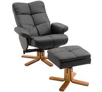 HomCom Fauteuil relax avec repose-pied PU pivotant 360° inclinable rangement caché noir
