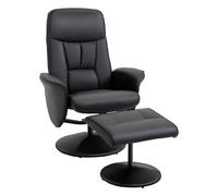 HomCom Fauteuil relax avec repose-pied, pivotant 360°, dossier inclinable, 120 kg, noir