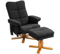 HOMCOM Fauteuil Relax avec Repose-Pieds, Espace de Rangement, Fauteuil de Massage électrique avec Fonction de Couchage, Fauteuil TV pivotant avec Poche latérale, télécommande, Cadre en Bois,
