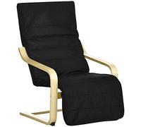 HOMCOM Fauteuil Relax Chaise de Salon avec Repose-Pied réglable déhoussable Confort et Relaxation 94 x 66,5 x 100 cm Bois Massif Noir