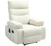 HOMCOM Fauteuil Relax électrique avec Fonction Massage Chauffage Fauteuil Relaxant avec Dossier inclinable et Repose-Pied, Poche latérale, télécommande, crème