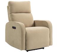 HOMCOM Fauteuil Relax Électrique en Chenille avec Repose-pieds, Appui-tête Réglable et Prises, 80x93x103 cm, Beige