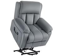 HOMCOM Fauteuil Relax électrique, Fauteuil électrique releveur, Massage et Chaleur, Inclinaison réglable, Assise Large, revêtement synthétique, Fauteuil Relaxant avec Repose-Pied, télécommandes, Gris