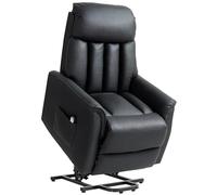 HOMCOM Fauteuil relax électrique Fauteuil TV avec fonction releveur, fonction couchage, fauteuil TV avec repose-pieds, poche latérale, télécommande, pour le salon, jusqu'à 150 kg, similicuir, noir