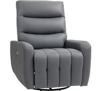 HOMCOM Fauteuil relax électrique Fauteuil TV inclinable, prises USB et USB-C Pivotant Fauteuil de relaxation avec dossier inclinable, gris