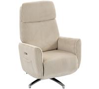 HOMCOM Fauteuil Relax Électrique Inclinable avec Fonction Couchage, 2 Moteurs, Fauteuil TV Pivotant avec Port USB