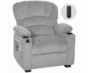 HOMCOM Fauteuil Relax électrique inclinable Dossier Coque Gris