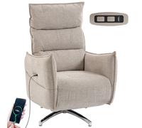 HOMCOM Fauteuil Relax Électrique Inclinable Pivotant TV Beige