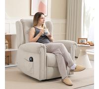 HOMCOM Fauteuil relax électrique massant et chauffant avec dossier et repose-pieds réglable manuellement, poche latérale, beige
