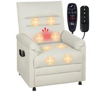Fauteuil relax électrique - HOMCOM - massant et chauffant - dossier inclinable et repose-pieds - velours - 82x99x106cm - crème