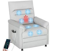 HOMCOM Fauteuil Relax Électrique Massant et Chauffant, Velours, Gris Clair
