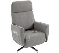HOMCOM Fauteuil Relax Électrique Pivotant 360° Appui-Tête Réglable Gris | Ports USB, Fauteuil Inclinable en Lin, 2 Moteurs, Repose-Pieds, Poches Latérales, Ressorts Ensachés, Chambre, Salon