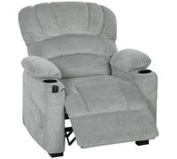HOMCOM Fauteuil Relax Électrique TV avec Fonction Inclinable, USB, Porte-gobelets, 2 Positions Mémoire pour Salon, Gris