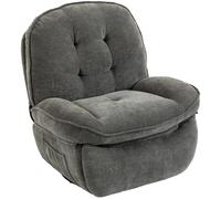 HOMCOM Fauteuil relax en chenille, réglable manuellement, fauteuil pivotant et à bascule 360° avec assise large, dossier haut, Gris clair