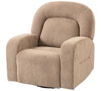 HOMCOM Fauteuil relax, fauteuil à bascule et inclinable pivotant 360°, tissu velours ultra-doux Cloud Plush, fauteuil inclinable à large assise, Kaki