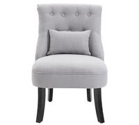 HOMCOM Fauteuil Relax, Fauteuil avec Coussin Lombaire, Fauteuil de Salon en Tissu Aspect Lin, Pieds en Bois, pour Salon, Chambre, 52,5 x 69 x 77 cm, Gris