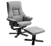 HOMCOM Fauteuil Relax Fauteuil de Relaxation inclinable 135° avec Repose-Pieds pivotant 360° revêtement Microfibre Pieds en Bois Massif Assise épais rembourrée Gris