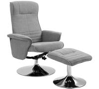 HOMCOM Fauteuil Relax, Fauteuil de Relaxation inclinable 135°, pivotant 360° avec Repose-Pieds, revêtement Tissu pour Salon, Chambre, Bureau, jusqu'à 150 kg, Gris