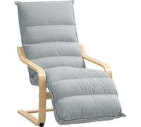 HOMCOM Fauteuil relax, fauteuil lounge rembourré Fauteuil avec repose-pieds réglable, aspect velours pour salon Fauteuil oscillant avec accoudoirs, fauteuil de lecture Gris clair