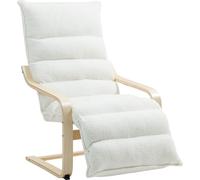 HOMCOM Fauteuil relax, fauteuil lounge rembourré Fauteuil avec repose-pieds réglable, polaire sherpa pour salon Fauteuil oscillant avec accoudoirs, fauteuil de lecture Blanc