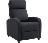 HOMCOM Fauteuil relax Fauteuil TV avec fonction chaise longue, aspect lin, rembourré Fauteuil TV avec repose-pieds, pour salon, chambre à coucher, noir