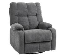 HOMCOM Fauteuil Relax Fauteuil TV avec Fonction Couchage, Fonction balancelle, pivotant Fauteuil TV avec Repose-Pieds, Ressorts ensachés et Porte-gobelet, pour Le Salon, Gris foncé