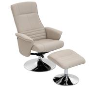 HOMCOM Fauteuil Relax Inclinable 135° Pivotant 360° avec Repose-Pieds Beige