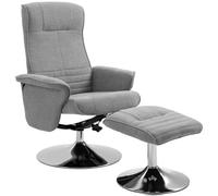 HOMCOM Fauteuil Relax Inclinable 135° Pivotant 360° avec Repose-Pieds Gris | Fauteuil de Relaxation, Revêtement Tissu, pour Salon Chambre Bureau, Jusqu'à 150 kg