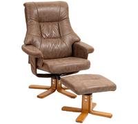 HOMCOM Fauteuil relax inclinable 135° pivotant 360° avec repose-pieds revêtement microfibre marron