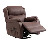 HOMCOM Fauteuil Relax Inclinable avec 8 Points Massants, Chauffants et Repose-pieds, 87x97X100 cm, Marron