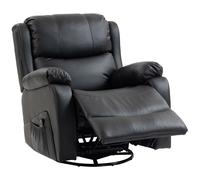HOMCOM Fauteuil Relax Inclinable avec 8 Points Massants, Chauffants et Repose-pieds, 87x97X100 cm, Noir