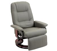 HOMCOM Fauteuil Relax inclinable Fauteuil de Salon Repose-Pieds réglable pivotant 360° piètement Bois revêtement synthétique Gris
