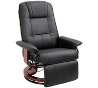 HOMCOM Fauteuil Relax inclinable Fauteuil de Salon Repose-Pieds réglable pivotant 360° piètement Bois revêtement synthétique Noir