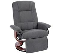 HOMCOM Fauteuil Relax Inclinable Pivotant Tissu Aspect Lin Gris
