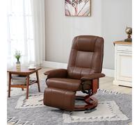 HOMCOM Fauteuil relax inclinable repose-pieds réglable pivotant 360° piètement bois revêtement synthétique marron