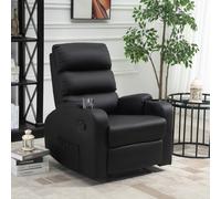 HOMCOM Fauteuil relax inclinable revêtement synthétique noir style contemporain 79L x 89l x 100H cm noir