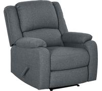 HOMCOM Fauteuil relax manuel Fauteuil TV avec fonction chaise longue, aspect lin, fauteuil TV avec poignée latérale, repose-pieds, pour le salon, gris foncé