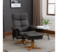 HOMCOM Fauteuil relax massant avec pouf, fauteuil de relaxation pivotant à 360°, dossier inclinable, 80 x 86 x 99 cm, marron
