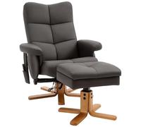 HOMCOM Fauteuil Relax massant avec Pouf, Fauteuil de Relaxation pivotant à 360°, Dossier inclinable, télécommande, Poche latérale, Rangement caché, revêtement PU, Chaise TV pour Salon Chambre, Marron